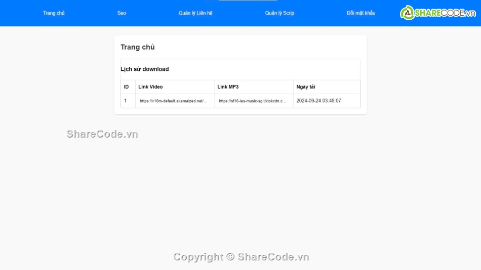 Code PHP,tải video tiktok,tải nhạc tiktok,tải video không logo